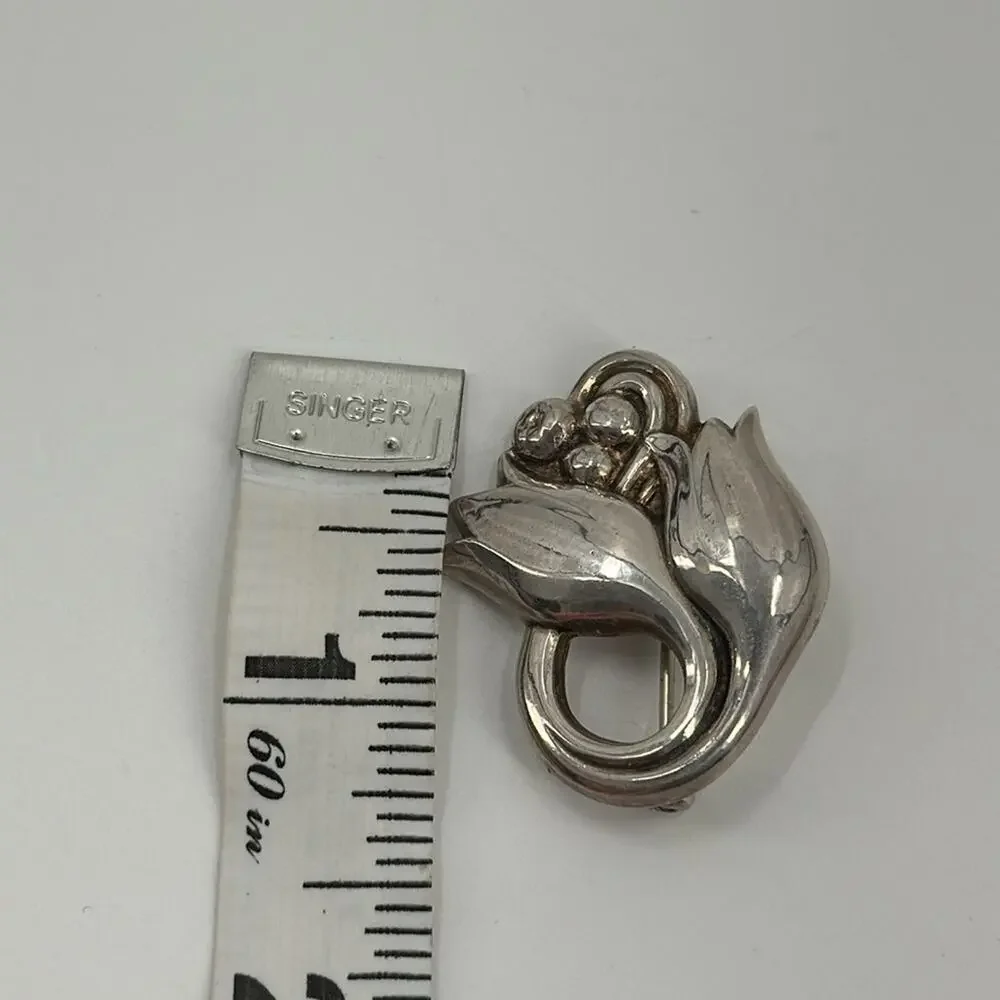 Georg Jensen Denmark Vintage Sterling Silver #100 Tulip brooch